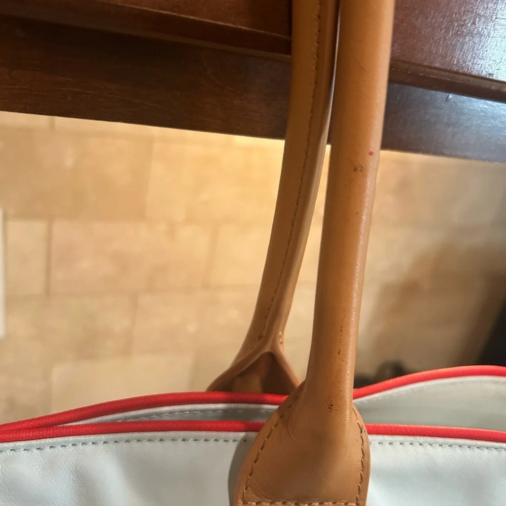 Tory Burch Two-Tone Nylon Tote - Light White & Red - Picture 6 of 11